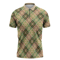 Seamless Pattern Puakenikeni and Kalo Zipper Polo Shirt - Polynesian Pride