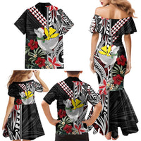 Hawaii Monk Seal Santa Family Matching Mermaid Dress and Hawaiian Shirt Hibiscus Kakau Pattern Mele Kalikimaka