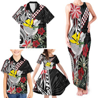 Hawaii Monk Seal Santa Family Matching Tank Maxi Dress and Hawaiian Shirt Hibiscus Kakau Pattern Mele Kalikimaka