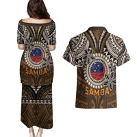 Samoa Warrior Couples Matching Puletasi and Hawaiian Shirt The Mighty Samoan Warrior Spirit