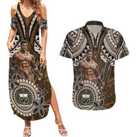 Samoa Warrior Couples Matching Summer Maxi Dress and Hawaiian Shirt The Mighty Samoan Warrior Spirit