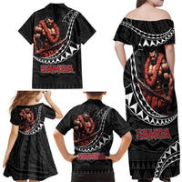 Samoan Pride Polynesian Tribal Warrior Family Matching Off Shoulder Maxi Dress and Hawaiian Shirt 685 Samoa Mo Samoa