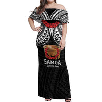 Samoan Tanoa Kava Bowl Ula Fala Off Shoulder Maxi Dress Polynesian Tribal Vibe LT9 Women Brown - Polynesian Pride