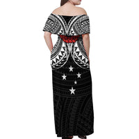 Samoan Tanoa Kava Bowl Ula Fala Off Shoulder Maxi Dress Polynesian Tribal Vibe LT9 - Polynesian Pride