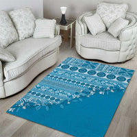 Fiji Marau na Kerisimasi Area Rug Aqua Tagimoucia Tapa Masi Tribal - Polynesian Pride