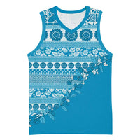 Fiji Marau na Kerisimasi Basketball Jersey Aqua Tagimoucia Tapa Masi Tribal - Polynesian Pride