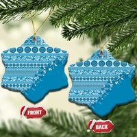 Fiji Marau na Kerisimasi Ceramic Ornament Aqua Tagimoucia Tapa Masi Tribal - Polynesian Pride