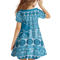 Fiji Marau na Kerisimasi Family Matching Long Sleeve Bodycon Dress and Hawaiian Shirt Aqua Tagimoucia Tapa Masi Tribal LT9 - Polynesian Pride