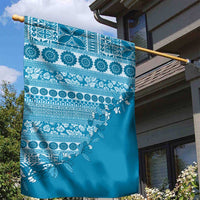 Fiji Marau na Kerisimasi Garden Flag Aqua Tagimoucia Tapa Masi Tribal - Polynesian Pride