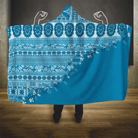 Fiji Marau na Kerisimasi Hooded Blanket Aqua Tagimoucia Tapa Masi Tribal - Polynesian Pride