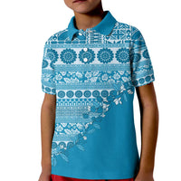 Fiji Marau na Kerisimasi Kid Polo Shirt Aqua Tagimoucia Tapa Masi Tribal LT9 Kid Aqua - Polynesian Pride