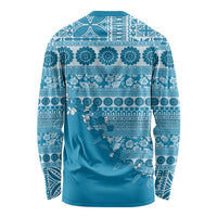 Fiji Marau na Kerisimasi Long Sleeve Shirt Aqua Tagimoucia Tapa Masi Tribal - Polynesian Pride