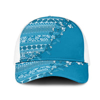 Fiji Marau na Kerisimasi Mesh Trucker Cap Aqua Tagimoucia Tapa Masi Tribal - Polynesian Pride