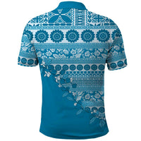 Fiji Marau na Kerisimasi Polo Shirt Aqua Tagimoucia Tapa Masi Tribal - Polynesian Pride