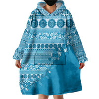 Fiji Marau na Kerisimasi Wearable Blanket Hoodie Aqua Tagimoucia Tapa Masi Tribal - Polynesian Pride