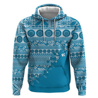 Fiji Marau na Kerisimasi Zip Hoodie Aqua Tagimoucia Tapa Masi Tribal - Polynesian Pride