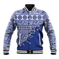 Fiji Marau na Kerisimasi Baseball Jacket Blue Tagimoucia Tapa Masi Tribal - Polynesian Pride