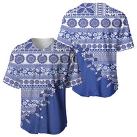 Fiji Marau na Kerisimasi Baseball Jersey Blue Tagimoucia Tapa Masi Tribal - Polynesian Pride