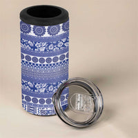 Fiji Marau na Kerisimasi 4 in 1 Can Cooler Tumbler Blue Tagimoucia Tapa Masi Tribal - Polynesian Pride