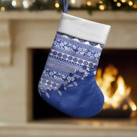 Fiji Marau na Kerisimasi Christmas Stocking Blue Tagimoucia Tapa Masi Tribal - Polynesian Pride