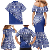 Fiji Marau na Kerisimasi Family Matching Mermaid Dress and Hawaiian Shirt Blue Tagimoucia Tapa Masi Tribal LT9 - Polynesian Pride