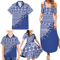Fiji Marau na Kerisimasi Family Matching Summer Maxi Dress and Hawaiian Shirt Blue Tagimoucia Tapa Masi Tribal LT9 - Polynesian Pride
