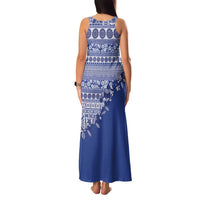 Fiji Marau na Kerisimasi Family Matching Tank Maxi Dress and Hawaiian Shirt Blue Tagimoucia Tapa Masi Tribal LT9 - Polynesian Pride