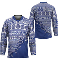 Fiji Marau na Kerisimasi Hockey Jersey Blue Tagimoucia Tapa Masi Tribal - Polynesian Pride