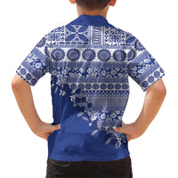 Fiji Marau na Kerisimasi Kid Hawaiian Shirt Blue Tagimoucia Tapa Masi Tribal - Polynesian Pride