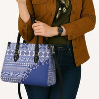 Fiji Marau na Kerisimasi Leather Bag Blue Tagimoucia Tapa Masi Tribal - Polynesian Pride