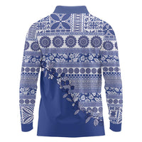 Fiji Marau na Kerisimasi Long Sleeve Polo Shirt Blue Tagimoucia Tapa Masi Tribal - Polynesian Pride