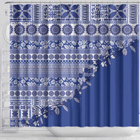 Fiji Marau na Kerisimasi Shower Curtain Blue Tagimoucia Tapa Masi Tribal - Polynesian Pride