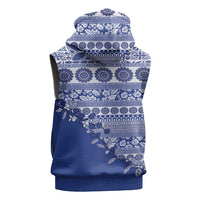 Fiji Marau na Kerisimasi Sleeveless Zip Hoodie Blue Tagimoucia Tapa Masi Tribal LT9 - Polynesian Pride