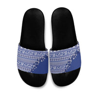 Fiji Marau na Kerisimasi Slide Sandals Blue Tagimoucia Tapa Masi Tribal - Polynesian Pride