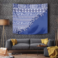 Fiji Marau na Kerisimasi Tapestry Blue Tagimoucia Tapa Masi Tribal - Polynesian Pride