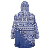 Fiji Marau na Kerisimasi Wearable Blanket Hoodie Blue Tagimoucia Tapa Masi Tribal - Polynesian Pride