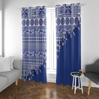 Fiji Marau na Kerisimasi Window Curtain Blue Tagimoucia Tapa Masi Tribal - Polynesian Pride