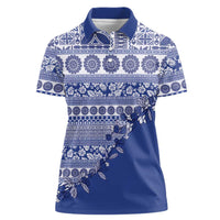 Fiji Marau na Kerisimasi Women Polo Shirt Blue Tagimoucia Tapa Masi Tribal LT9 Female Blue - Polynesian Pride