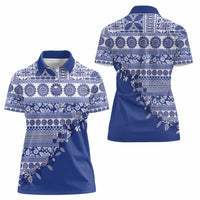 Fiji Marau na Kerisimasi Women Polo Shirt Blue Tagimoucia Tapa Masi Tribal LT9 - Polynesian Pride