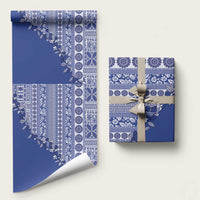 Fiji Marau na Kerisimasi Wrapping Paper Blue Tagimoucia Tapa Masi Tribal - Polynesian Pride
