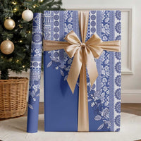 Fiji Marau na Kerisimasi Wrapping Paper Blue Tagimoucia Tapa Masi Tribal - Polynesian Pride