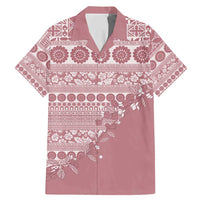 Fiji Marau na Kerisimasi Family Matching Mermaid Dress and Hawaiian Shirt Dusty Rose Tagimoucia Tapa Masi Tribal LT9 Dad's Shirt - Short Sleeve Pink - Polynesian Pride