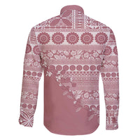 Fiji Marau na Kerisimasi Family Matching Off The Shoulder Long Sleeve Dress and Hawaiian Shirt Dusty Rose Tagimoucia Tapa Masi Tribal - Polynesian Pride