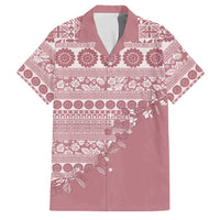 Fiji Marau na Kerisimasi Family Matching Short Sleeve Bodycon Dress and Hawaiian Shirt Dusty Rose Tagimoucia Tapa Masi Tribal LT9 Dad's Shirt - Short Sleeve Pink - Polynesian Pride