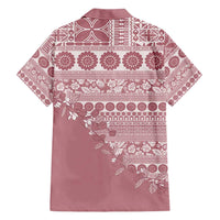 Fiji Marau na Kerisimasi Family Matching Short Sleeve Bodycon Dress and Hawaiian Shirt Dusty Rose Tagimoucia Tapa Masi Tribal LT9 - Polynesian Pride