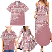 Fiji Marau na Kerisimasi Family Matching Summer Maxi Dress and Hawaiian Shirt Dusty Rose Tagimoucia Tapa Masi Tribal LT9 - Polynesian Pride