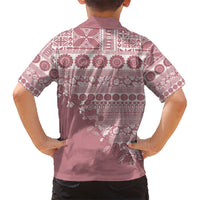 Fiji Marau na Kerisimasi Hawaiian Shirt Dusty Rose Tagimoucia Tapa Masi Tribal - Polynesian Pride