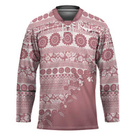 Fiji Marau na Kerisimasi Hockey Jersey Dusty Rose Tagimoucia Tapa Masi Tribal - Polynesian Pride