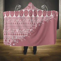 Fiji Marau na Kerisimasi Hooded Blanket Dusty Rose Tagimoucia Tapa Masi Tribal - Polynesian Pride