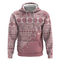 Fiji Marau na Kerisimasi Hoodie Dusty Rose Tagimoucia Tapa Masi Tribal LT9 Pullover Hoodie Pink - Polynesian Pride